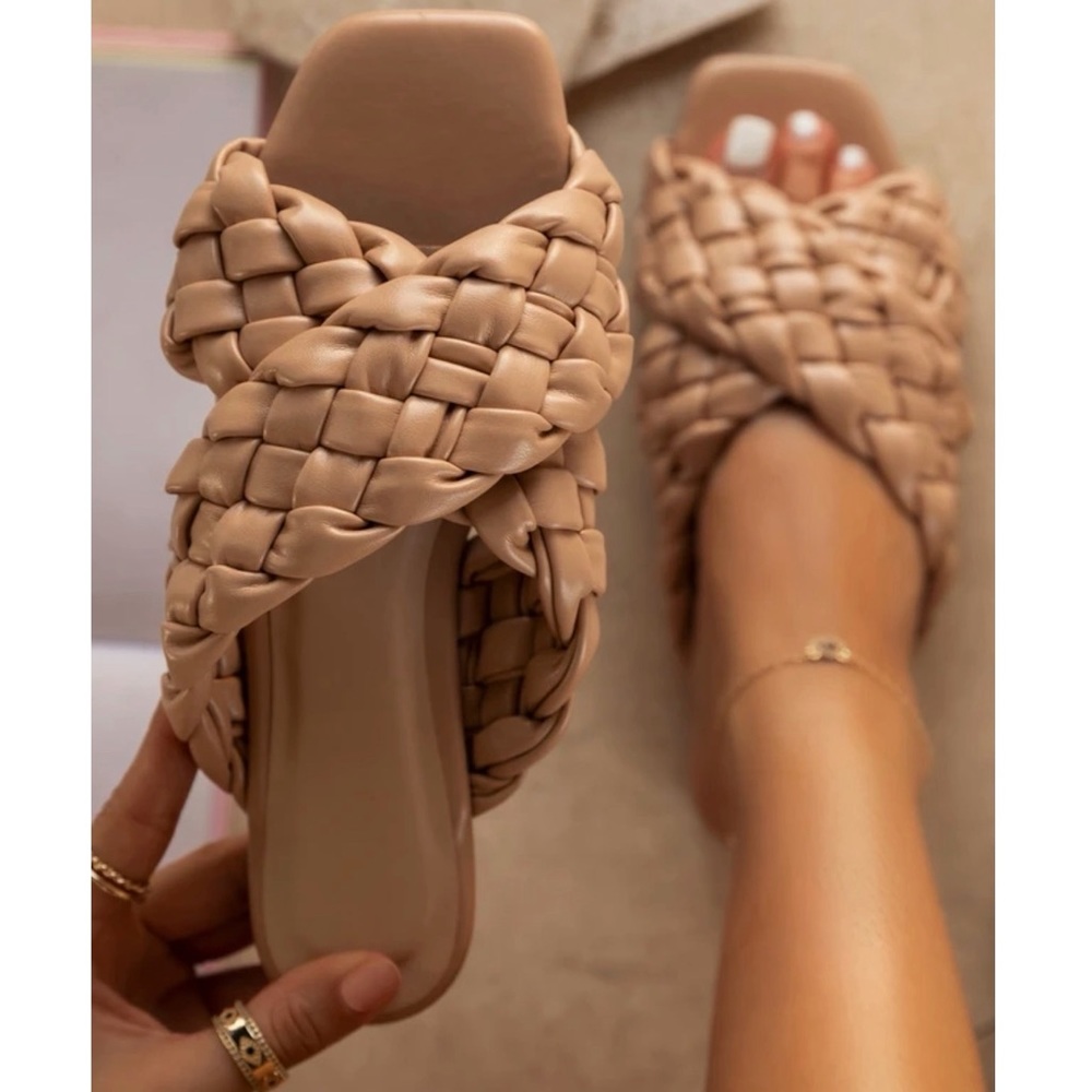 Nude Woven Straps Sandals